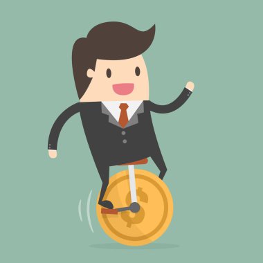 İşadamı binme Monocycle. 