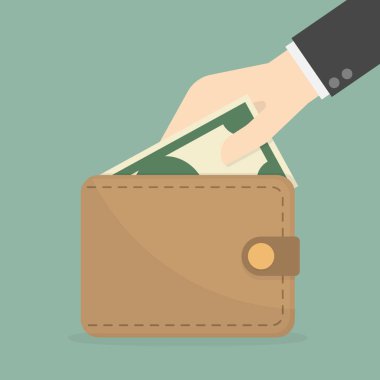 Para cüzdanı alarak el. 