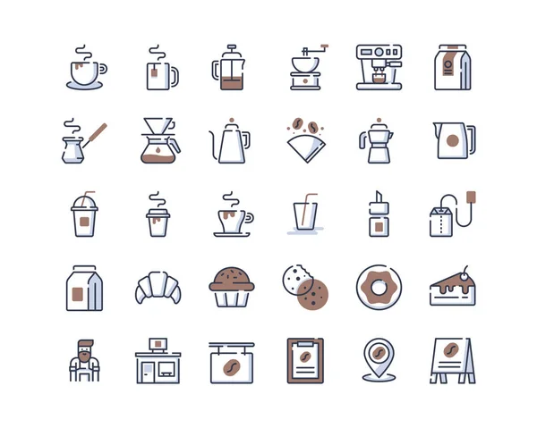 Set icono de cafetería. — Vector de stock