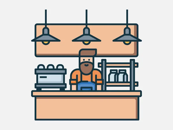 Coffee shop bar counter. — Stock Vector