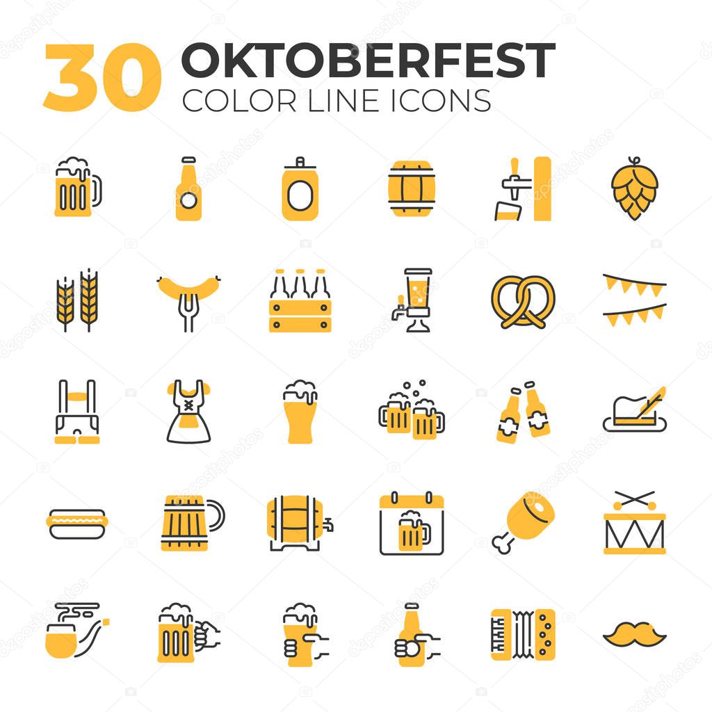 Set of Oktoberfest related icons.