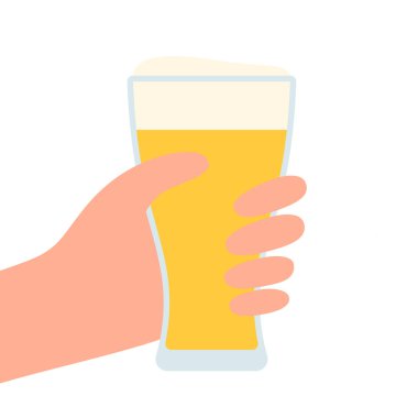 Ellerinde bir bardak bira vektörü illüstrasyonu olan eller.
