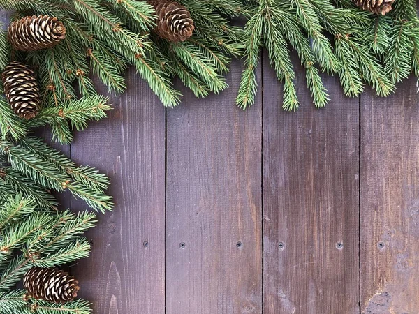 Weihnachten Und Ein Gutes Neues Jahr Auf Dunklem Holzgrund Saftige — Stockfoto