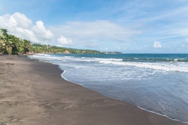     Guadeloupe, Basse Terre içinde siyah kum plaj 