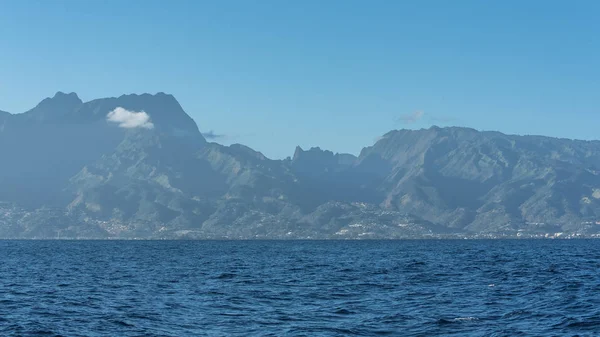 Tahiti Polinezji Francuskiej Piękna Panorama Gór Laguny — Zdjęcie stockowe