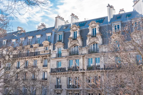 Paris Typical Facade Charming District Beautiful Building — Stock Photo, Image