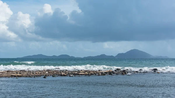 Basse Terre Guadeloupe Panoráma Tengerparton Gyönyörű Saintes Szigetekkel Háttérben — Stock Fotó