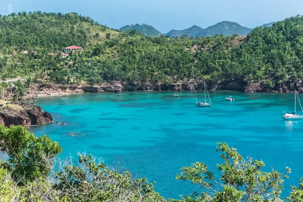 Guadeloupe Krásnou Scenérií Ostrovů Saintes Typických Domů Plachetnic Zálivu — Stock fotografie