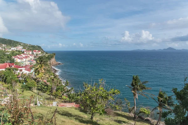 Basse Terre Guadeloupe Panorama Trois Rivieres Vesnice Pohled Skály — Stock fotografie