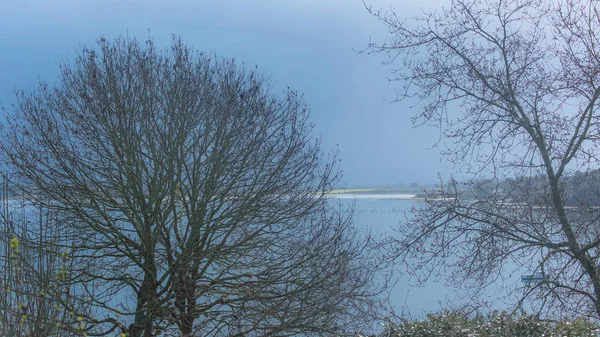 Golfo Morbihan Bretagna Panorama Sul Mare Controluce Raggio Sole Tra — Foto Stock