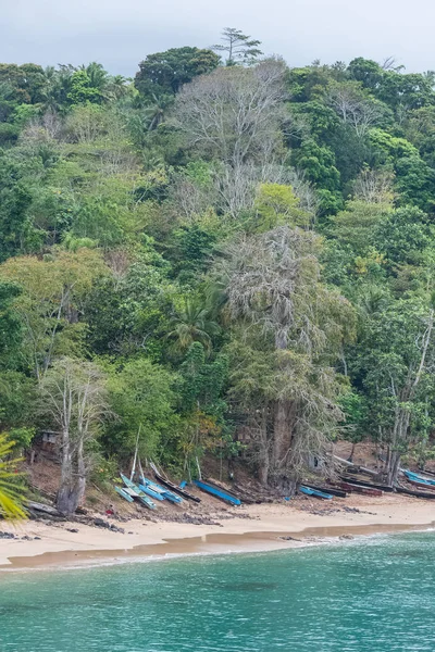 Sao Wälzer Einbäume Strand Fischerdorf Wunderschöne Tropische Und Üppige Vegetation — Stockfoto