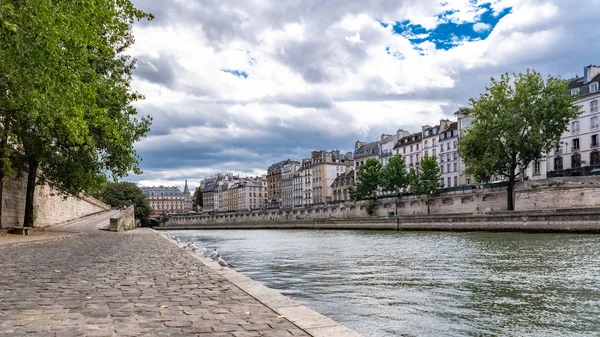 Париж Панорама Quai Конті Типовий Вид Причали — стокове фото
