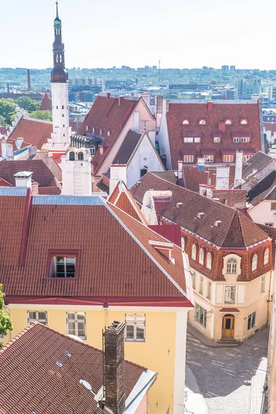 Tallinn Estonia Panorama Medieval City Saint Nicolas Church Colorful Houses — Stock Photo, Image
