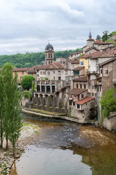 Pont Royans Vercors Typical Colorful Houses Built Cliff River France — Stock Photo, Image