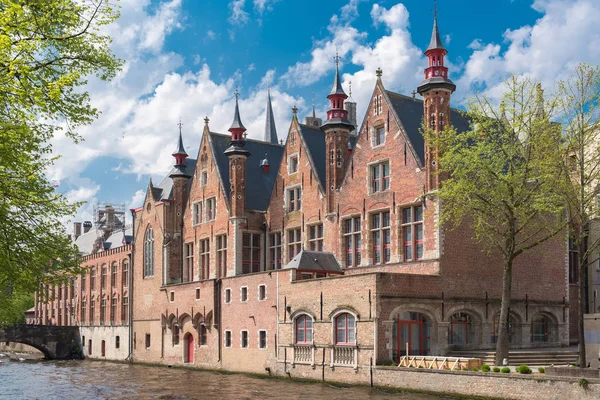 Bruges Bélgica Belas Casas Típicas Canal — Fotografia de Stock
