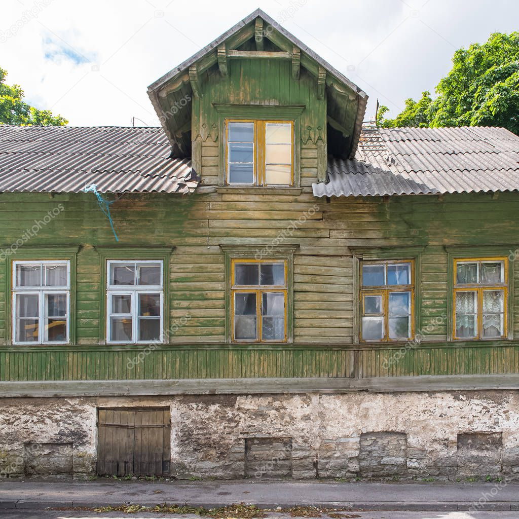     Tallinn in Estonia, wooden colorful houses in Kalamaja neighborhood, typical houses 