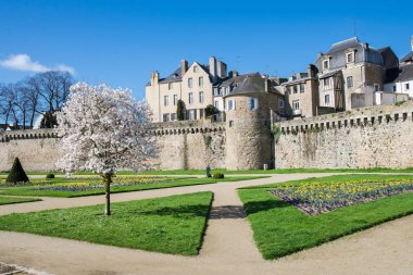     Vannes, Brittany, görünümü flowerbed duvarlarla ve surlar Bahçe 