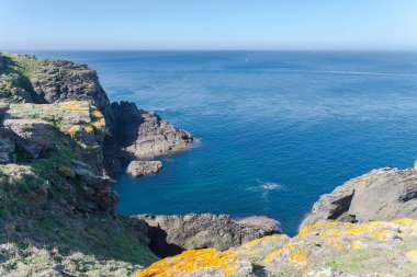     Brittany, panorama, uçurumlar, kayalık sahil Ile de Groix 