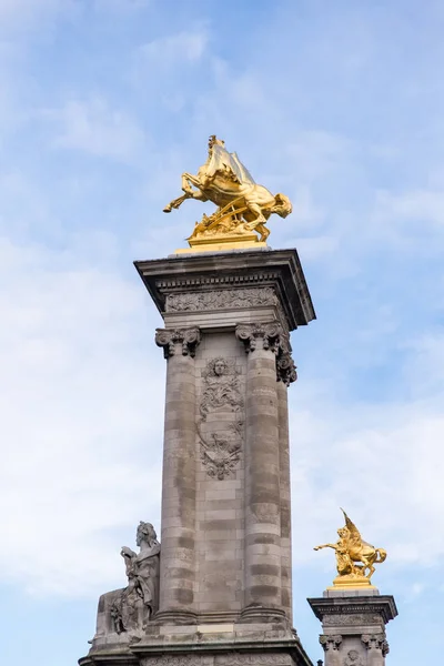 Paris Pont Alexandre Iii Estátua Ouro Ponte — Fotografia de Stock