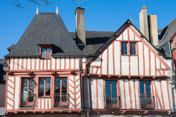 Vannes Antiguas Casas Entramado Madera Hermosa Ciudad Turística Bretaña —  Fotos de Stock