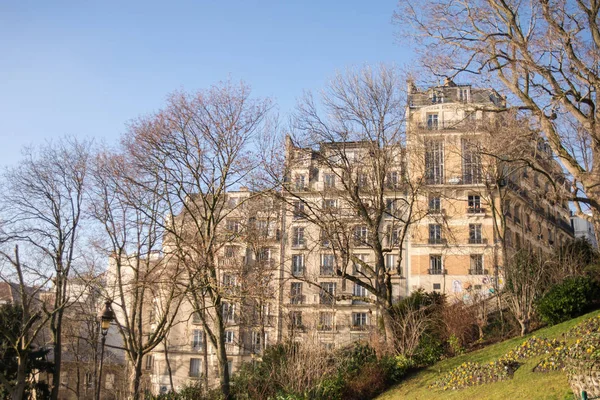 Paris Montmartre Fachadas Edifícios Colina — Fotografia de Stock