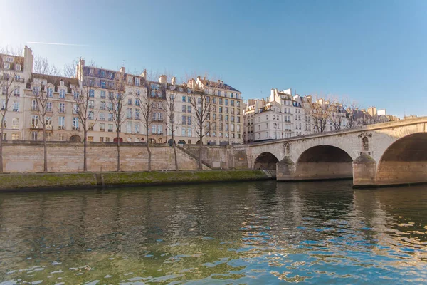 Parigi Veduta Della Senna Vecchie Case Sulla Cit Pont Neuf — Foto Stock