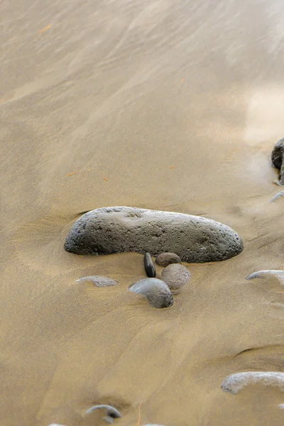 Praia Areia Preta Pedras Vulcânicas Taiti Polinésia Francesa — Fotografia de Stock