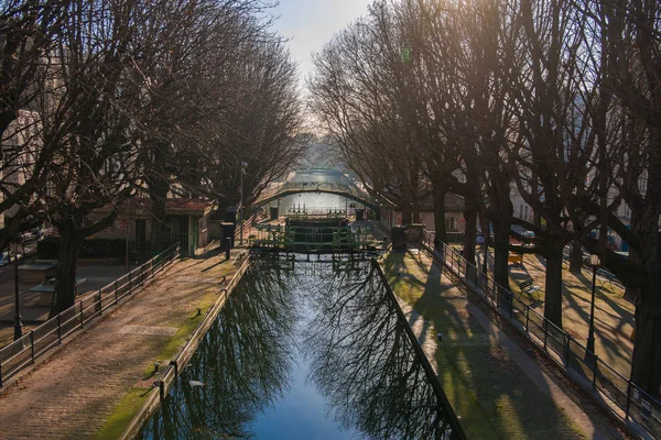 Paris Canal Saint Martin Der Nähe Des Platzes Der Republik — Stockfoto