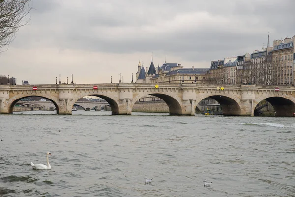 Parijs Uitzicht Seine Van Pont Des Arts Met Pont Neuf — Stockfoto