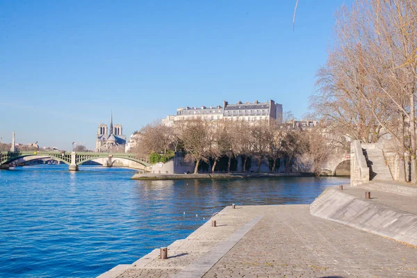 París Vista Del Sena Ile Cite Con Catedral Notre Dame —  Fotos de Stock