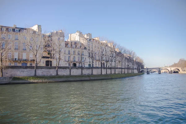 París Vista Del Sena Casas Antiguas Cit Pont Neuf Fondo —  Fotos de Stock