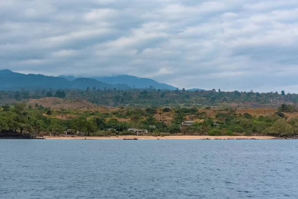 Sao Tome Schöne Landschaft Dorf Strand Und Regenwald Hintergrund — Stockfoto