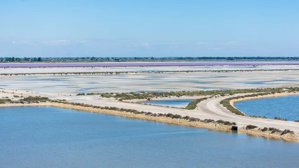 Aigues Mortes Salins Midi Panorama Med Salta Kärr — Stockfoto