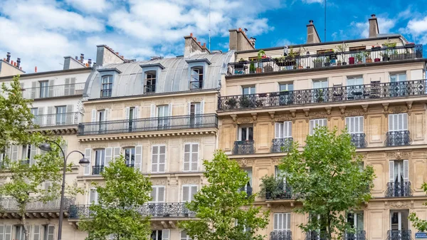 Parijs Typische Gevel Mooi Gebouw Zomer Boulevard Beaumarchais — Stockfoto