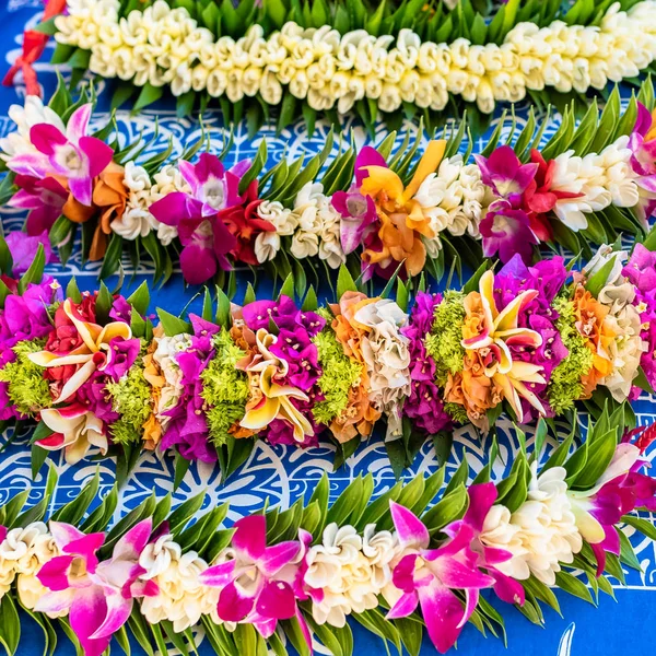 Girlander Blommor Franska Polynesien Traditionella Blommor Kronor — Stockfoto