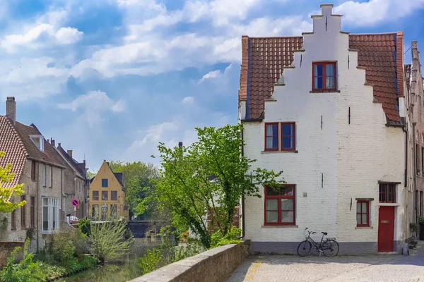 Brugge België Mooie Typische Panden Aan Gracht — Stockfoto