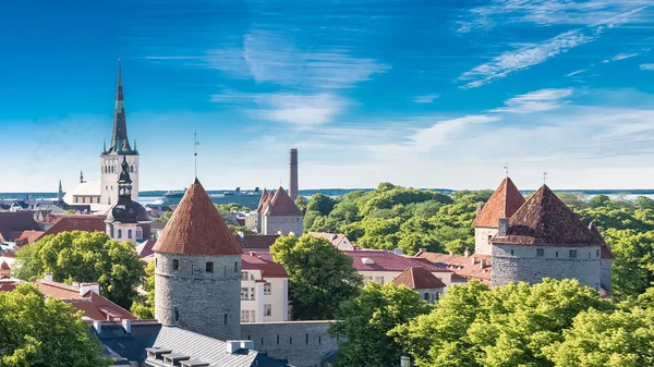 Tallinn Estonia Panorama Medieval City Saint Nicolas Church Colorful Houses — Stock Photo, Image