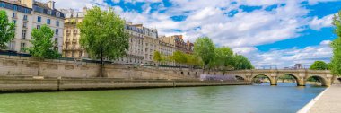 Paris, Pont-Neuf, arka planda pont des Arts ve quai görünümünü de Conti, Bankalar Seine 