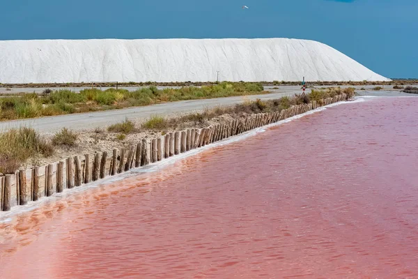 Aigues Mortes Salins Midi Salt Branschen Panorama Med Salta Våtmarker — Stockfoto