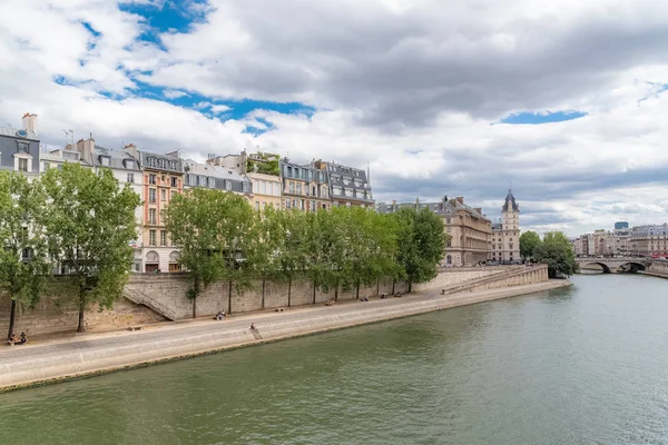 Paris Pont Değişiklik Panoraması Ile Saint Louis Quai Des Orfevres — Stok fotoğraf