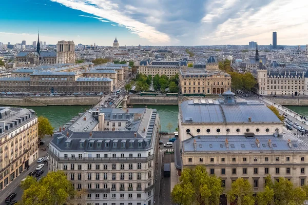 Paris Panorama Der Kathedrale Notre Dame Auf Dem Ile Cite — Stockfoto