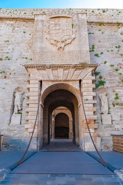 Ibiza Wpis Ganek Starego Miasta Eivissa Most Zwodzony Ścian — Zdjęcie stockowe