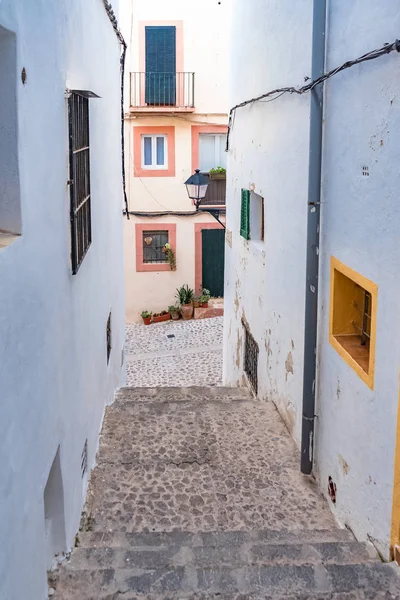 Ibiza Espanha Rua Pedestre Típico Cidade Eivissa Belo Mediterrâneo — Fotografia de Stock