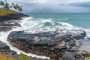 Sao Tome and Principe, the beautiful Boca do Inferno coast, touristic place clipart