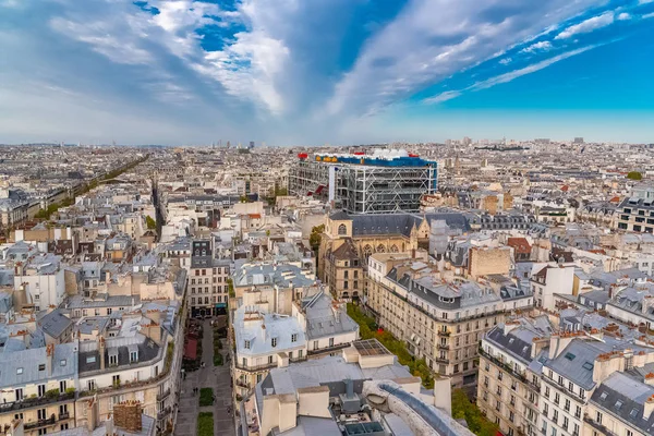 Paris Frankrike September 2018 Flygfoto Över Gamla Byggnader Centrum Med — Stockfoto
