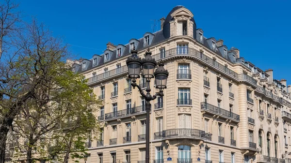 Paris Vacker Byggnad Marais Typisk Parisisk Fasad Och Fönster Rue — Stockfoto