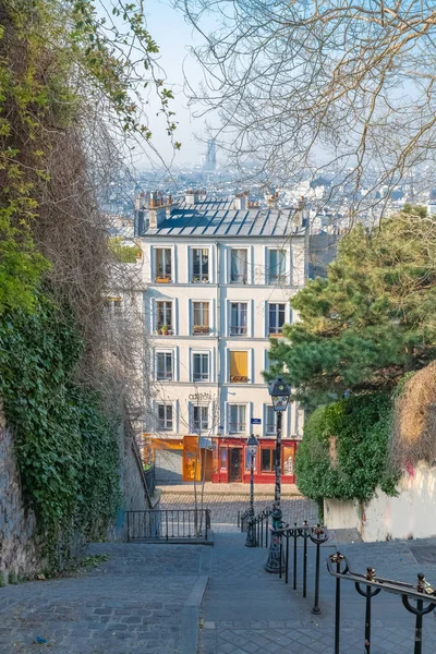 Montmartre Paris Franz April 2019 Typische Treppen Romantischer Ort — Stockfoto