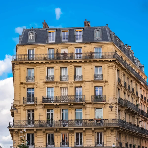 Parigi Bellissimo Edificio Centro Tipica Facciata Parigina Nel Marais — Foto Stock