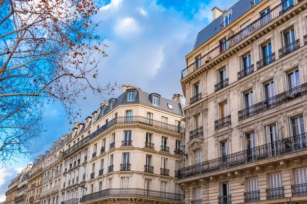 Paris Beautiful Building Center Typical Parisian Facade Marais Rue Reaumur — Stock Photo, Image