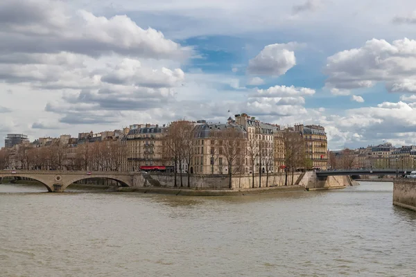 París Vista Del Sena Con Puente Louis Philippe Puente Saint —  Fotos de Stock